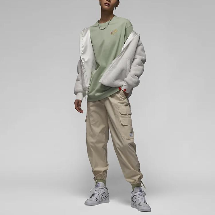 Jordan Chinese New Year 2 Rabbit Embroidered Loose Crew Neck T-Shirt Women Tops Green FD1439-343