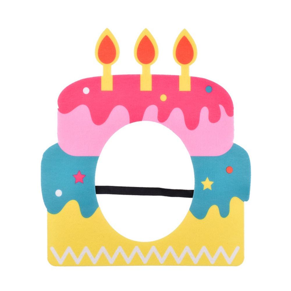 Multicolor Cake Hat Party Cap Cartoon Cake Felt Cake Decoration Mask Birthday Cake Style Photo Props Party Photo Props