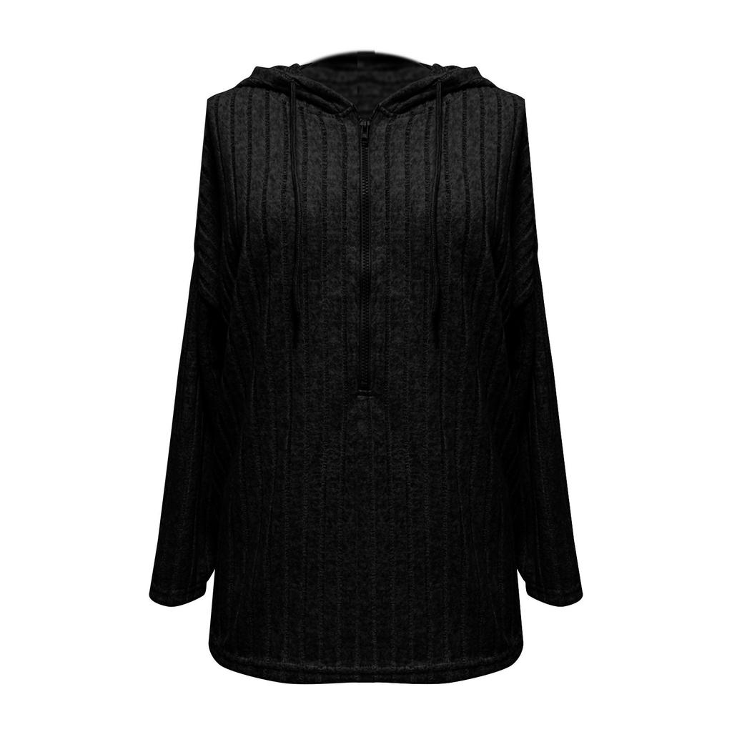 Женская мода зима новый однотонный длинный рукав толстовка женская с капюшоном на молнии топ