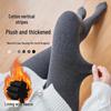 Women's Gray Vertical Striped Leggings for Autumn & Winter - Velvet Thickened, Slim-Fit, Pressure-Resistant Pantyhose.