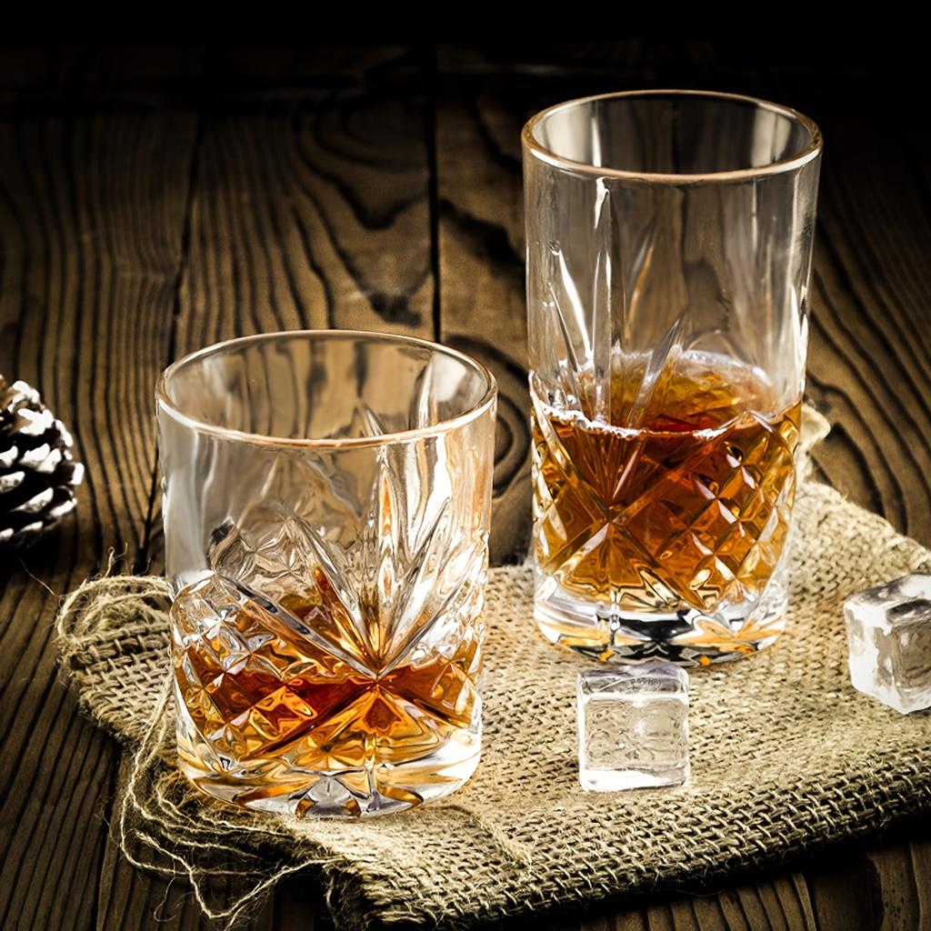 6pcs Whisky Glasses 11.83oz Whisky Glass Vintage Stylish Glassware For Scotch Bourbon Whisky Cocktail Cognac Vodka Gin Tequila Liquor Home Decor Home
