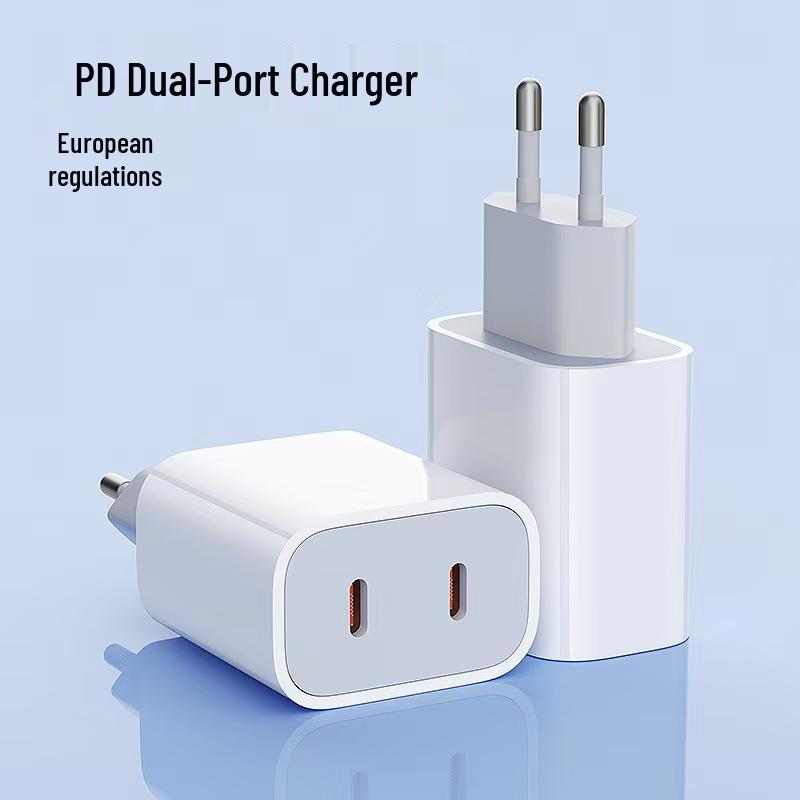Быстрое зарядное устройство PD40W с двумя портами USB-C для устройств Apple - Стандарт США/ЕС, двойной порт