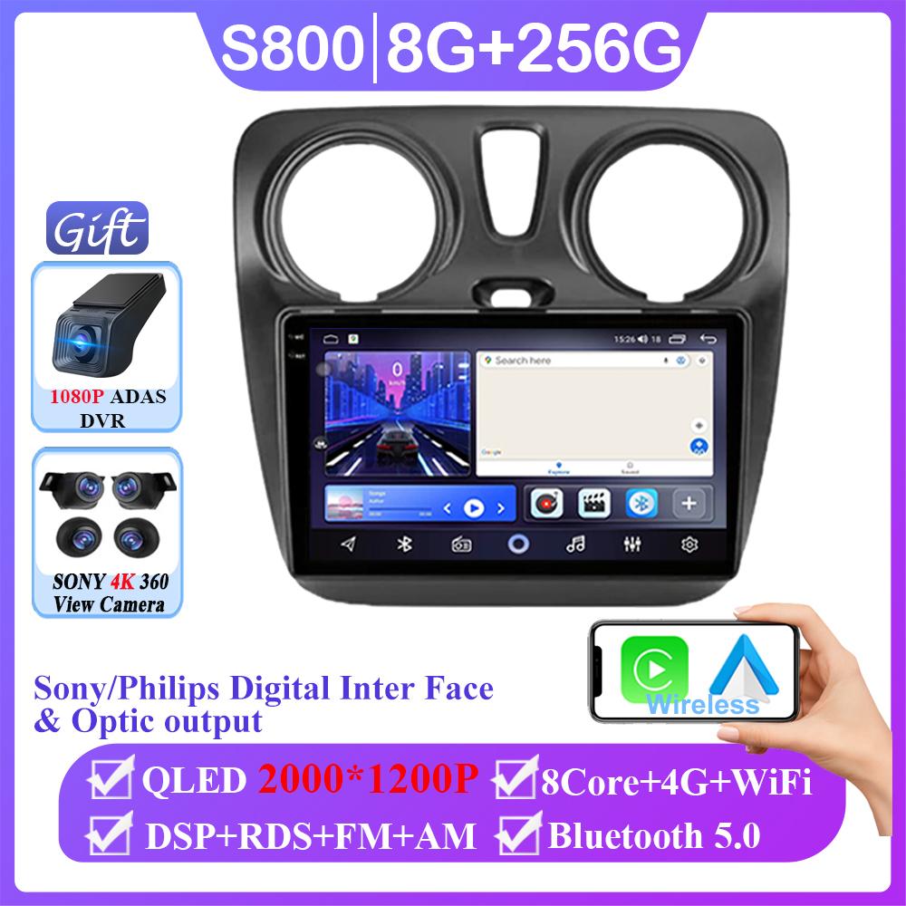 Android 14 для Renault Lodgy 2021 Dokker 2012 - 2020 беспроводной автомобильный мультимедийный проигрыватель без 2din DVD GPS навигация Mirror Link Wifi