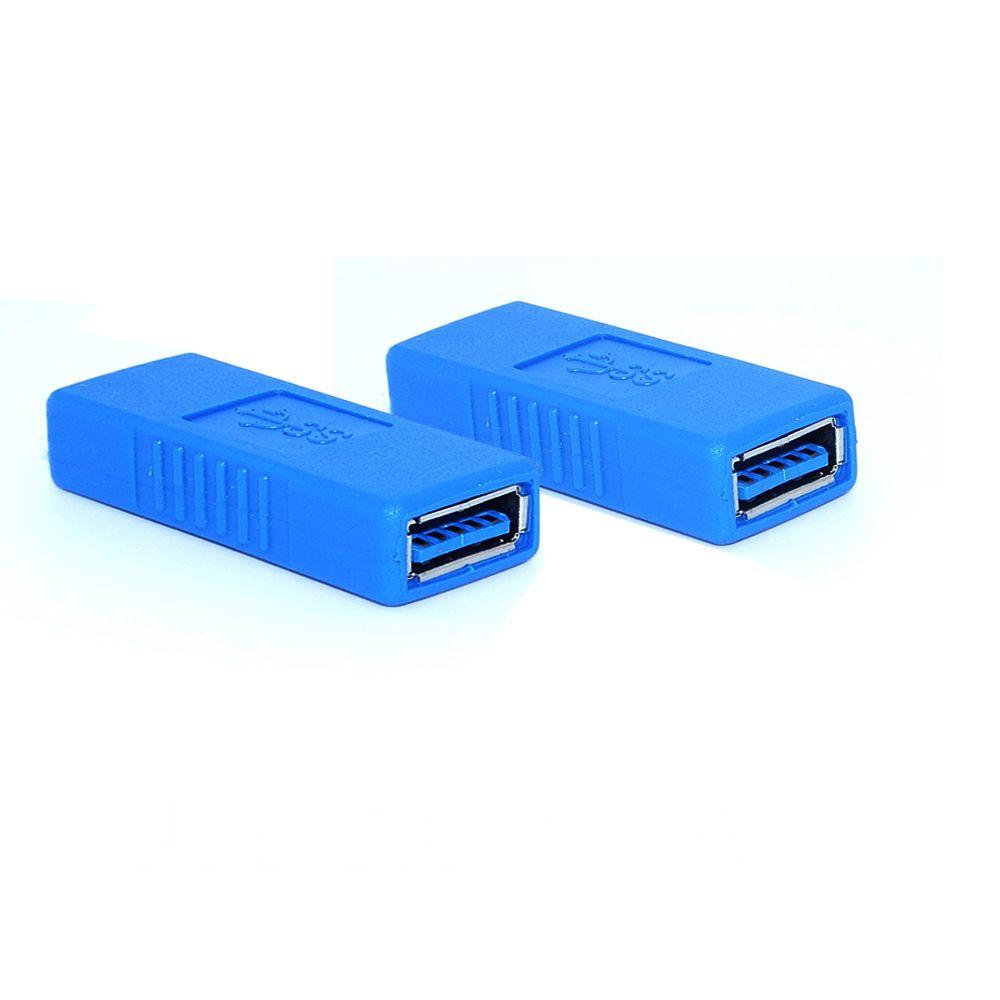 PC Laptop Black Blue Changer USB 3.0 Adapter Coupler Gender Type A Female To Female Connector