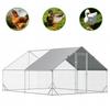 Garden Chicken Coop with Galvanized Frame, Waterproof Cover and Hexagonal Netting, 3x4x2 m, Silver