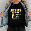 Jesus The Way Truth Life Printed New Style Women T Shirt Christian Religion Slogan Tops Believer Pray God Lady Summer Clothes