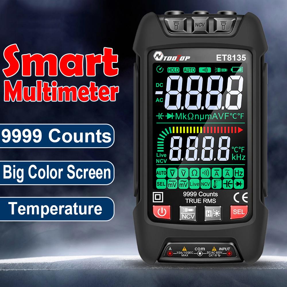 9999Counts Цифровой мультиметр Дисплей Ручной мультиметр NCV Бесконтактный Датчик Профессиональный Тестер Напряжения Ток Емкости