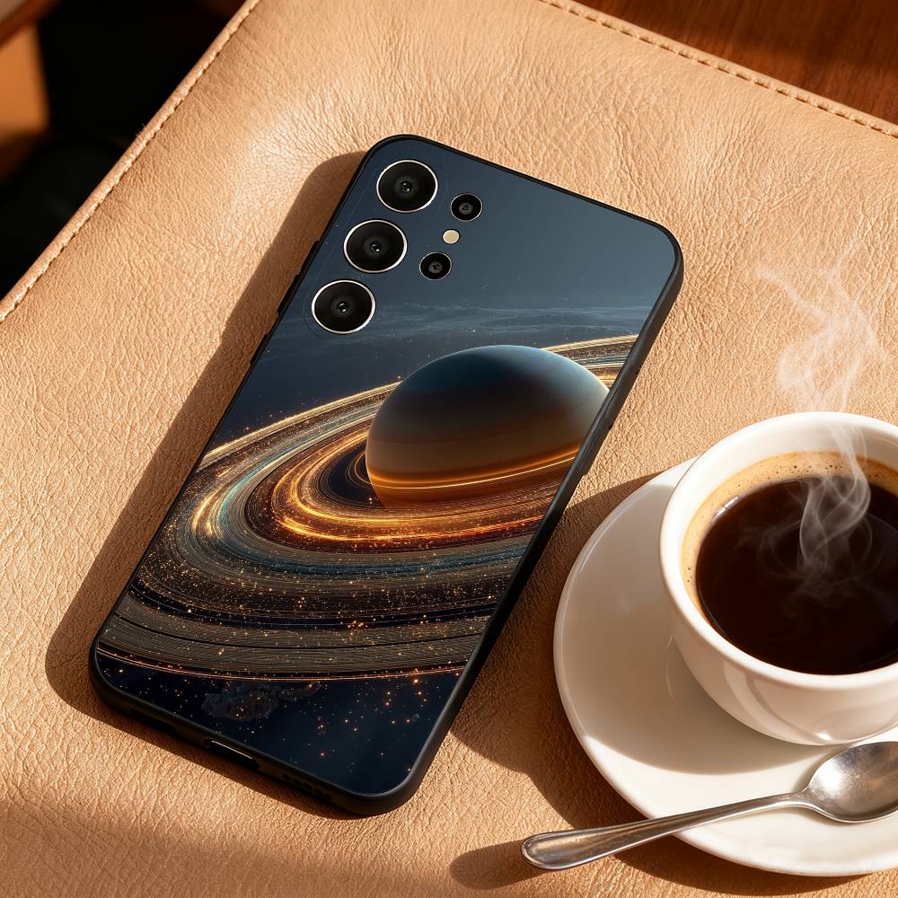 Чехол для телефона S-Сатурн S-Солнечная система Для Samsung S26,S25,24,23,22,30,21,10,9,Ultra,Plus,Lite,Черный Мягкий Чехол