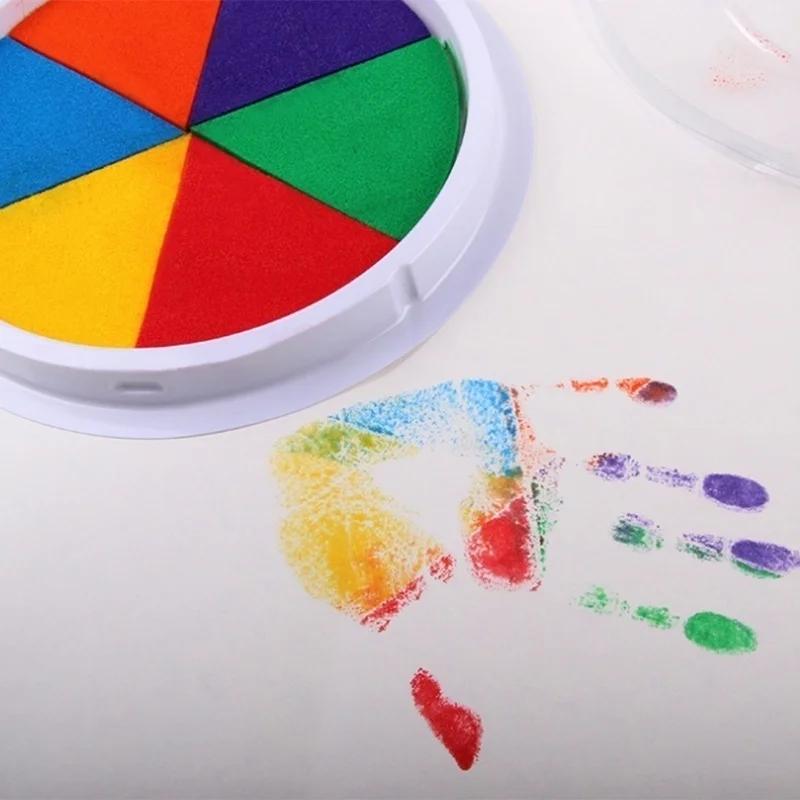 Fun 6-color Stamp Pad DIY Finger Painting Craft Card Making Handprint Suitable for Children Learning Educational Painting Toys