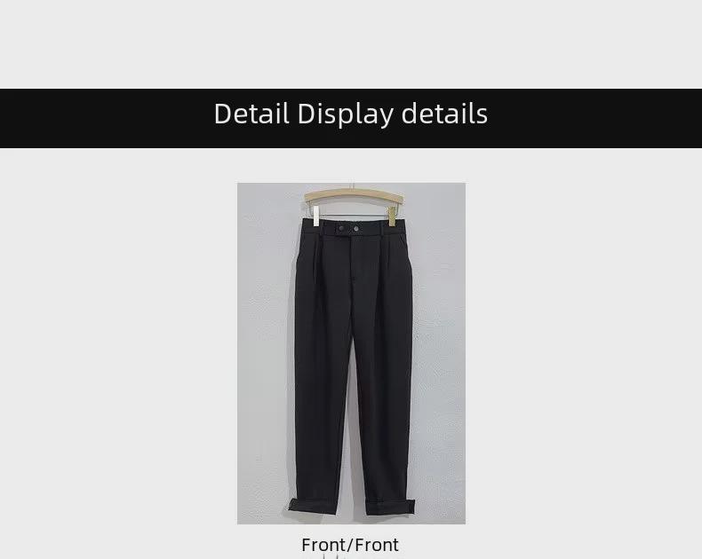 Men's Trendy Korean Style Slim Fit Nine-Point Suit Pants for Spring and Summer
