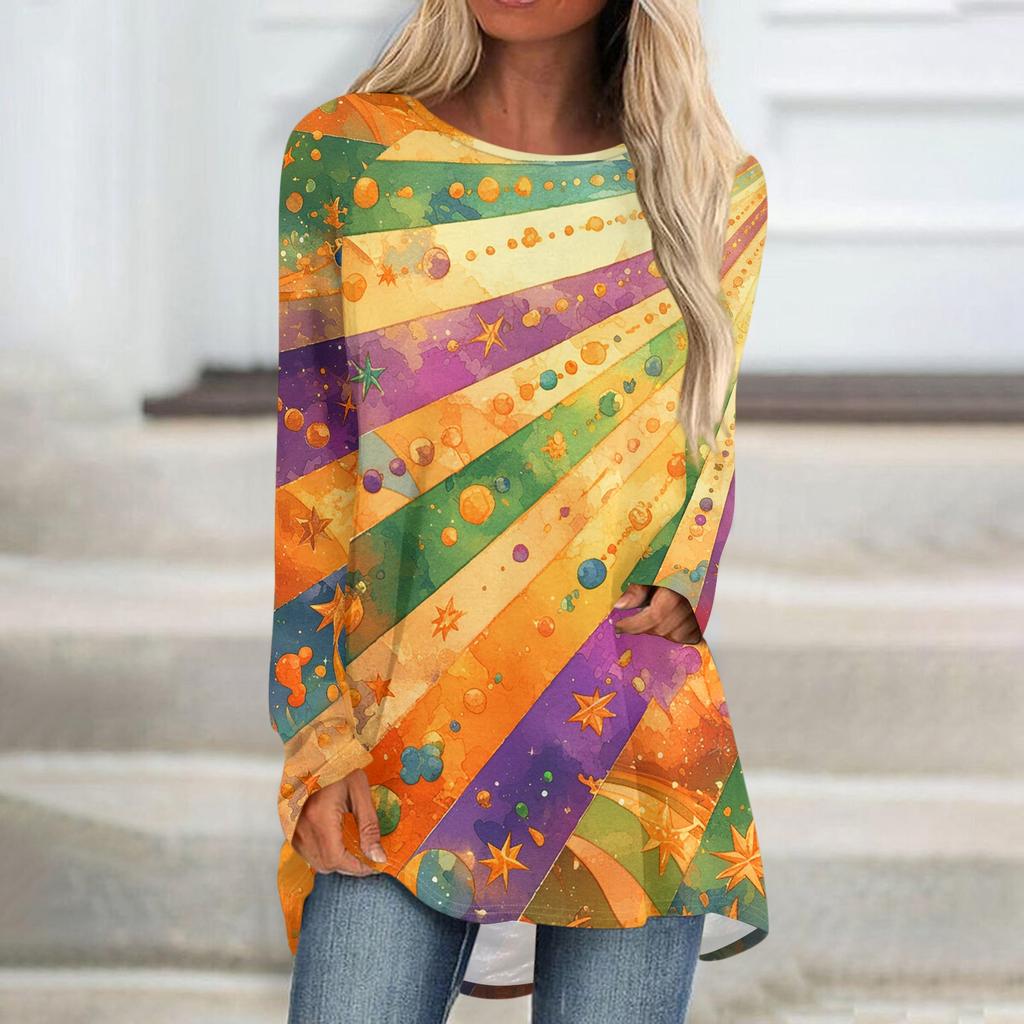 Женский модный пуловер с круглым вырезом, рукавами реглан и длинными рукавами, с карнавальным принтом, повседневный
