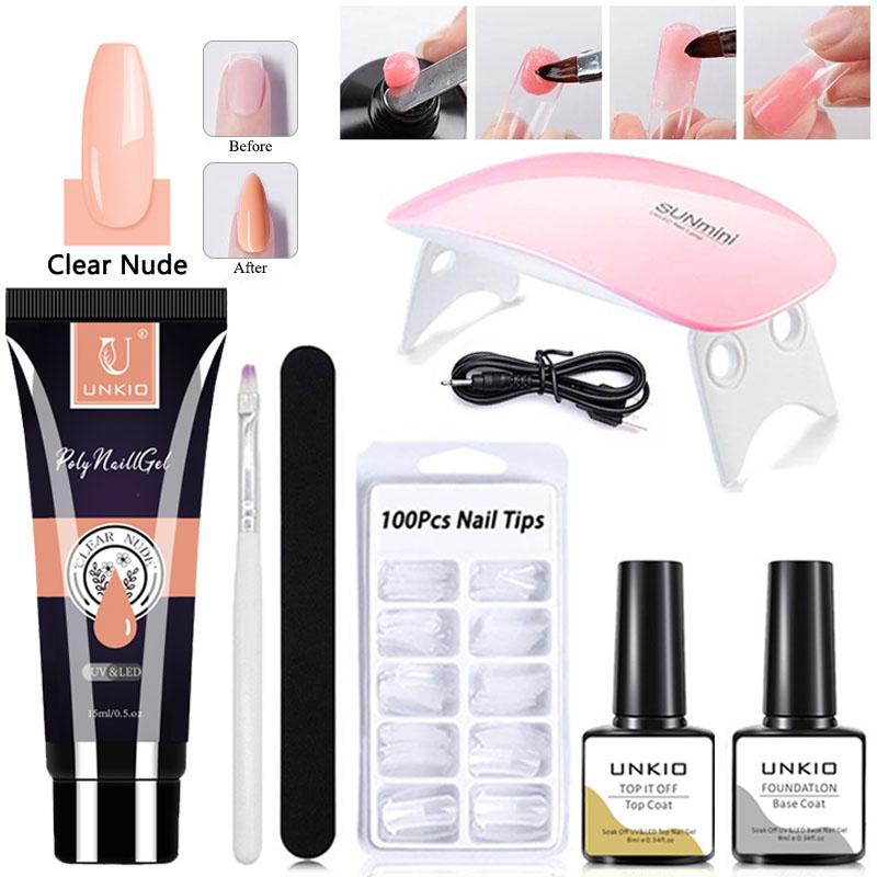 7 шт./компл., 15 мл, набор для наращивания ногтей, набор поли УФ-гелей, набор для создания УФ-геля, полуперманентный гель для ногтей для наращивания ногтей