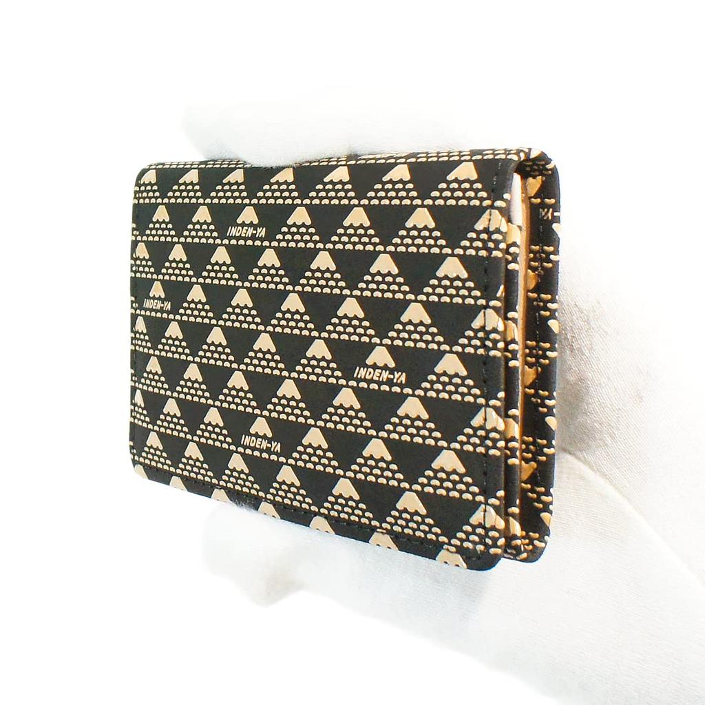 Визитница Inden большой емкости из оленьей кожи Takane Fuji Pattern черный с белым лаком [Indenya] Mt. 2804-11