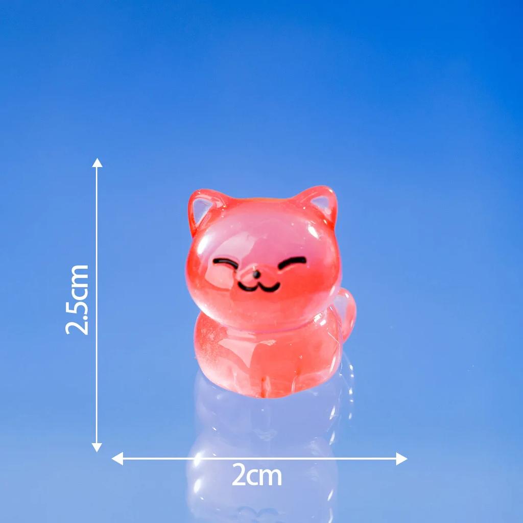 10 Colourful Lucky Kittens Glow In The Dark Mini Black Cats Home Decor Decorative Figurines Miniature Desk Decoration