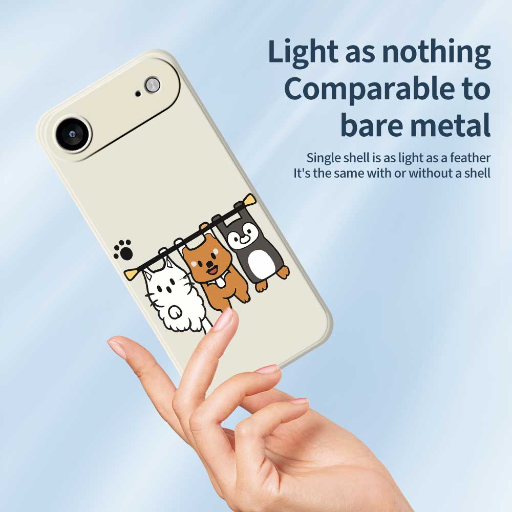For iPhone 17 Air Case Three Animal Dolls Pattern Printing Straight Edge TPU Phone Back Cover