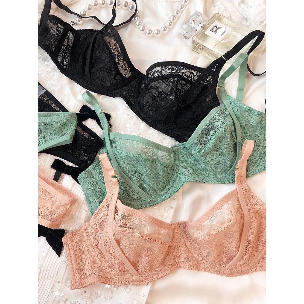 Французский сексуальный женский комплект нижнего белья, ультратонкий кружевной бюстгальтер с вышивкой, летний комфортный дышащий бюстгальтер и комплекты нижнего белья с Т-образной спинкой
