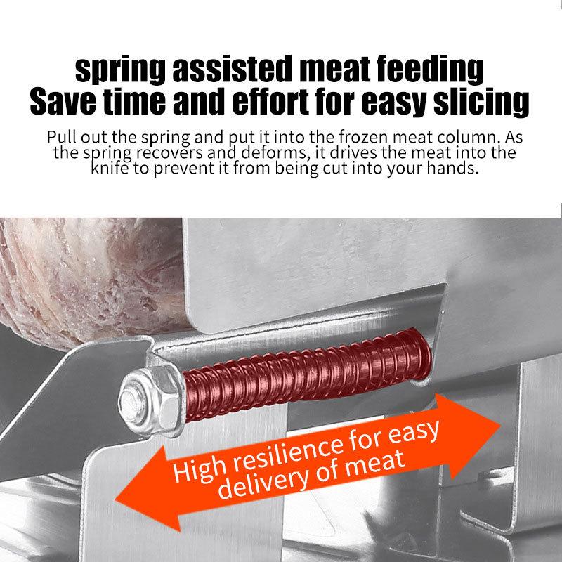 Manual Frozen Meat Slicer Stainless Steel Meat Cutter Beef Mutton Roll Food Slicer Slicing Machine for Cooking Hot Pot Shabu BBQ