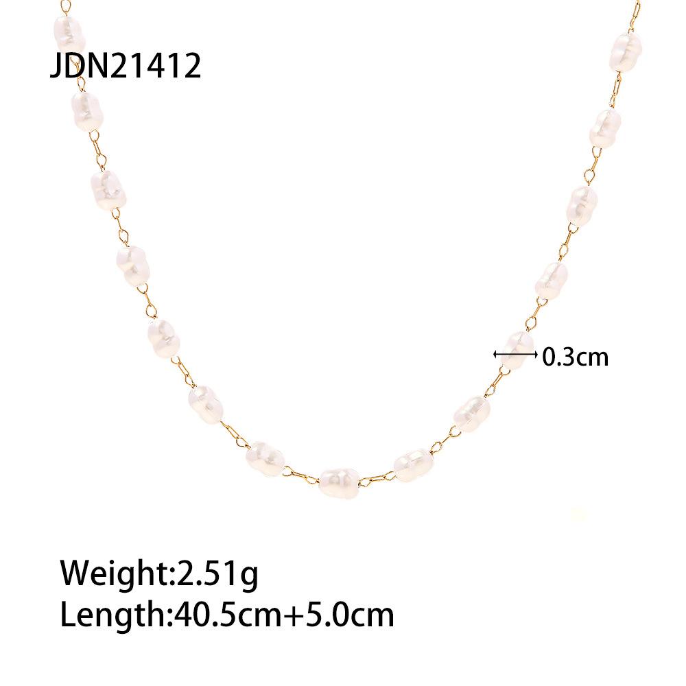 Vintage ABS Faux Pearl Necklace Fashion Versatile Titanium Steel Fade Resistant Jewelry Pendant