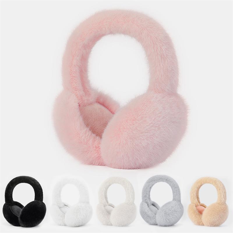 1pc Solid Color Soft Plush Ear Warmer Winter Warm Earmuffs Fashion Ear Cover Outdoor Cold Protection Ear-Muffs Folding Earflap