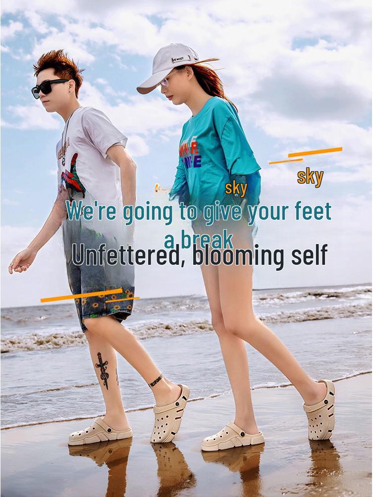 Мужские сандалии Hole Shoes: Уличные тапочки больших размеров для путешествий и пляжа.