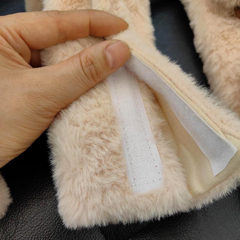 New Cute Cartoon Capybara Universal Car Seat Belt Cover Imitation Rabbit Fur Long Plush Auto Safety Shoulder Pad For Kids Ladys