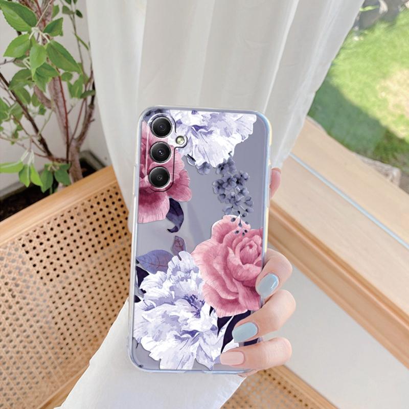 Мягкий силиконовый чехол Flower для Xiaomi Redmi Note 13 Pro 13C Poco C65 Samsung A35 A55 M35 S24 Huawei Honor 200 iPhone Camera Защитный противоударный чехол