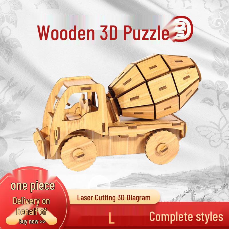 Red Bamboo 3D Wooden Car Jigsaw Puzzle - DIY Interlocking Laser-Cut Model