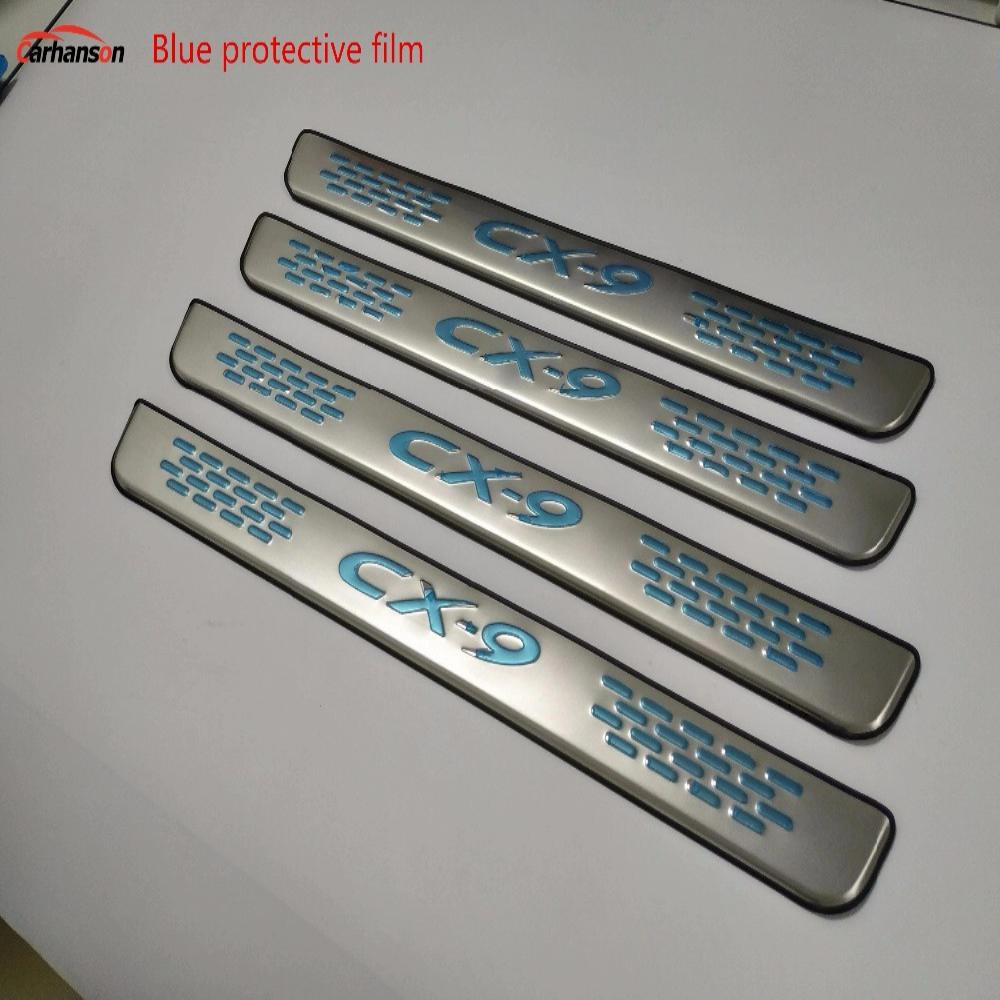 Для автомобиля Mazda Cx9 2007 2009 2010 2012 2015 аксессуары наклейка на порог из нержавеющей стали защитная крышка накладка накладка авто