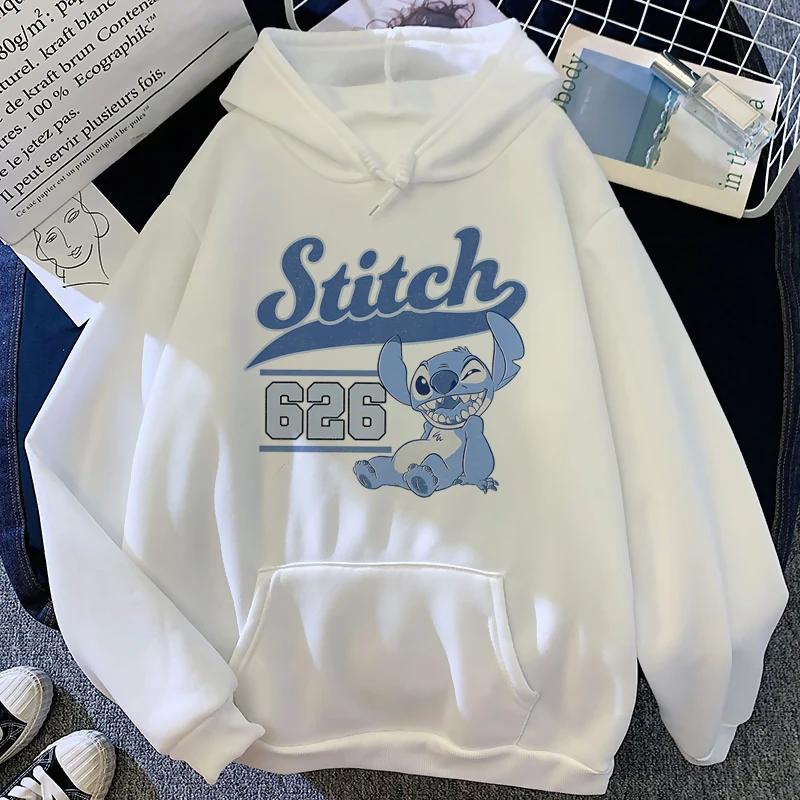 Disney Pattern Women's Sweatshirt Cartoon Cute Lilo Stitch Print Loose Clothing Comfortable Couple Hoodie Autumn and Winter