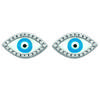[N2906] - Silver Earrings 'Eye of Fatma' Blue White (rhodium-plated) - 12x7 Mm