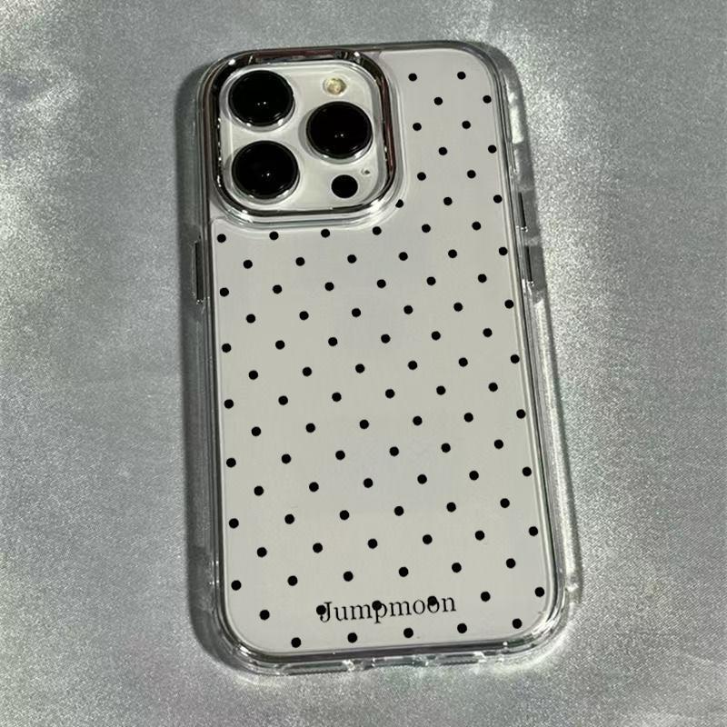 Черный чехол для телефона с узором в горошек для IPhone 17 Air 16 Pro Max 15 14 Plus 13 12 11 X XS XR 7 8 16E SE2 Ударопрочная задняя крышка