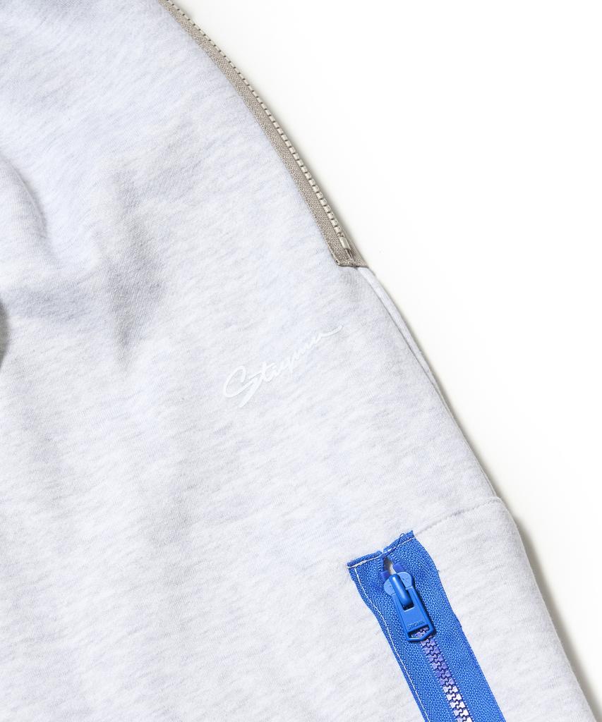 STIGMA Zipper Wide Jogger Pants White Melange