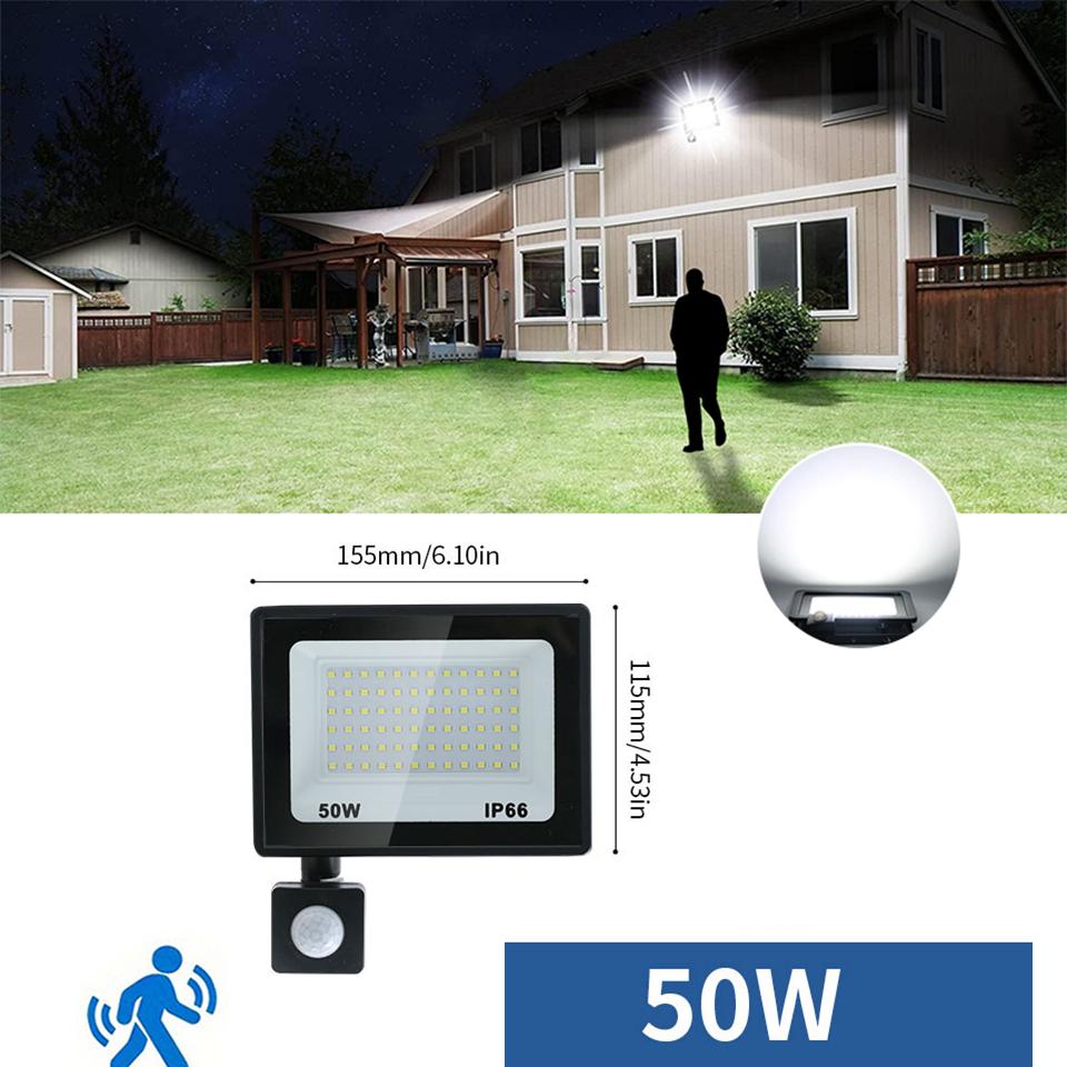 LED Floodlight Motion Sensor AC220V AC110V 10W-300W Waterproof Outdoor Projector Exterior Spotlight Outdoor lamp Wall Reflector