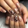 Fake Nails Dry Flowers Europe and America Wear Nail Solid Color Removable Nail Art Piece Simple Nail Patch 24 Pieces
