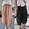 Большие летние шикарные повседневные женские хлопковые шаровары длиной до щиколотки в Корейском стиле, женские свободные плиссированные брюки большого размера