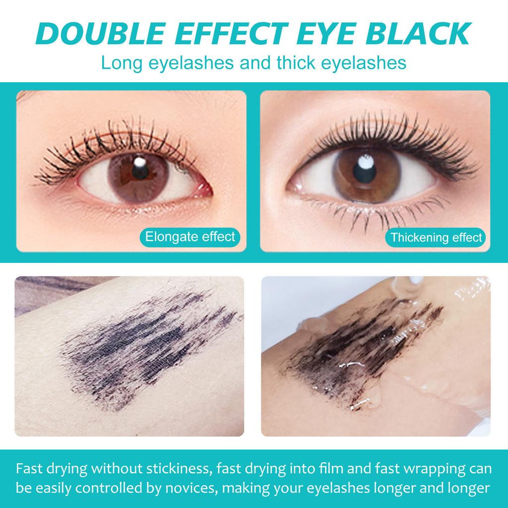 Eye Black 2-in-1 Eye Black Waterproof And Lasting Natural Lengthening And Thickening Effect