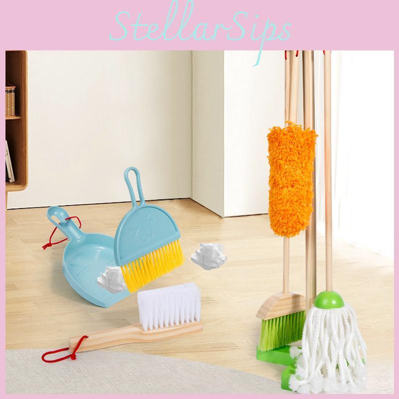 Cleaning Kids Wooden Toy Kit Interactive Role Play Emotional Cognitive Growth