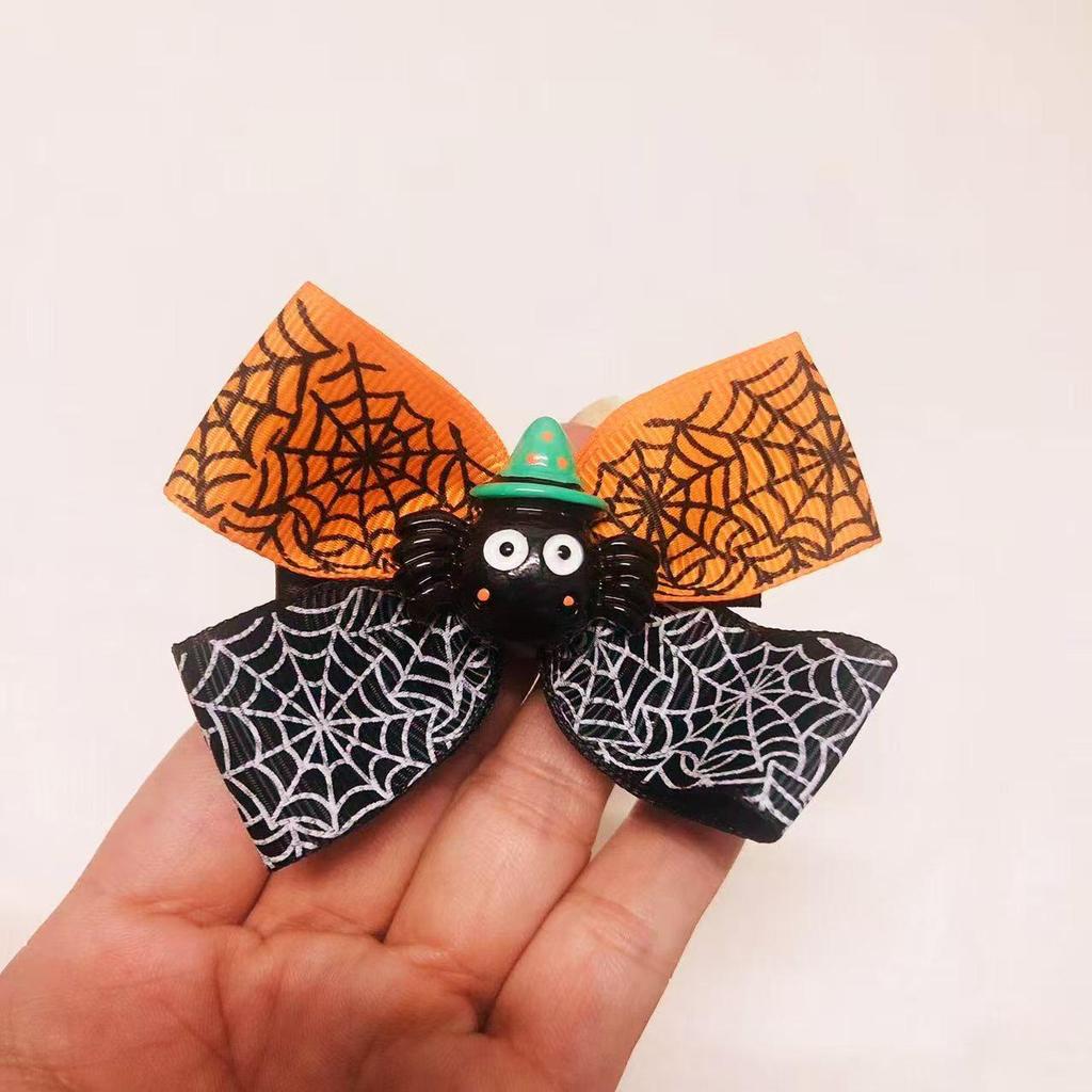 Halloween Spiderweb Ghost Hair Clip - Kids' Grosgrain Satin Ribbon Accessory