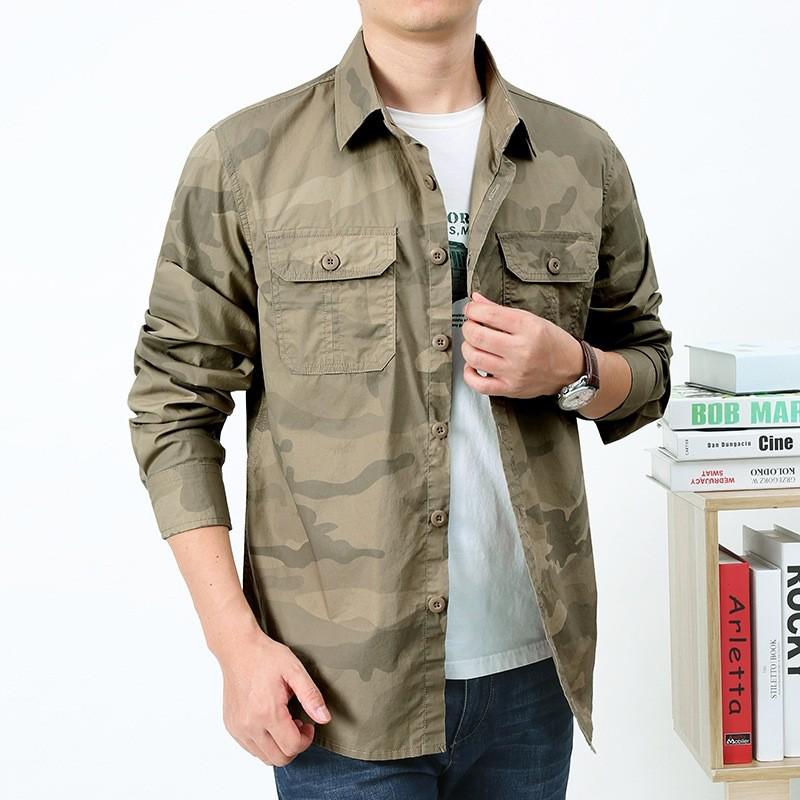 2024 Men's Camouflage Long Sleeve Casual Cotton Shirt Jacket