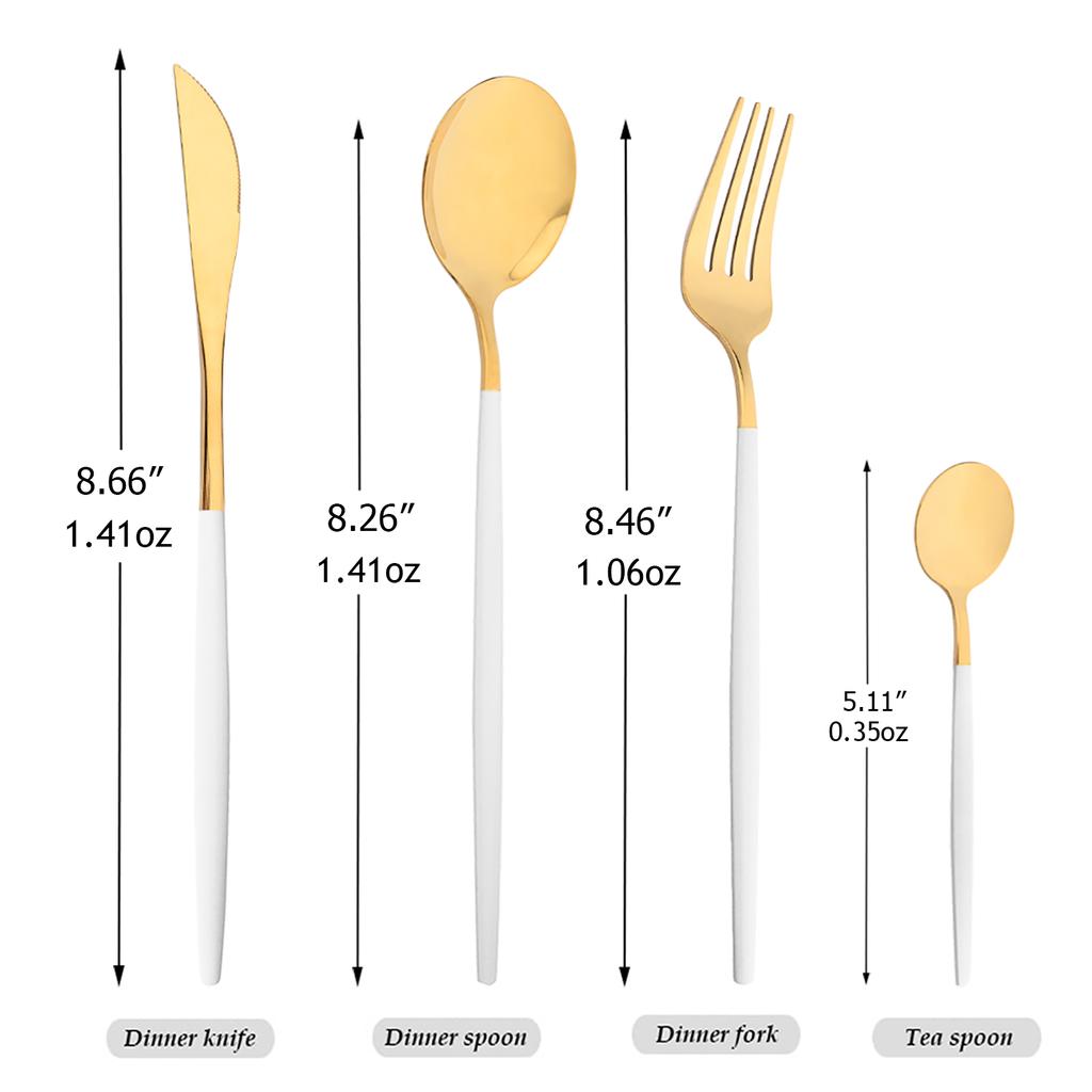 48Pcs Gold Mirror Polishing Cutlery Set Stainless Steel Dinnerware Tableware Knife Fork Spoon Coffee Spoon Flatware Home Party