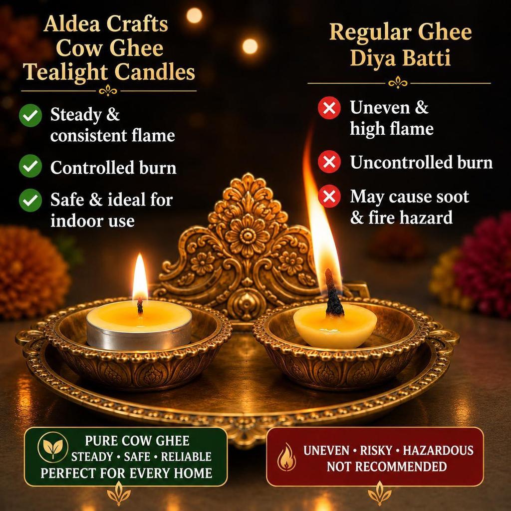 Pure Cow Ghee Diya Batti Tealights with Bhimseni Camphor |