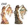 Detailed Resin Statue Peacock/Butterfly Goddess Desk Light, Decorative Lighted Sculpture, with Warm LED Artistic Home Soft Furnishing Lighting, Retro