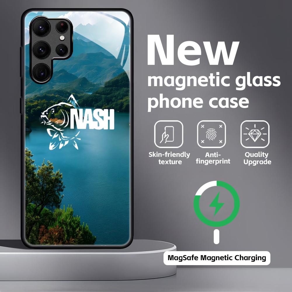 Fashion N-nasH Fishing Brand Phone Case For Samsung S26 S25 S24 S23 S22 S21 Plus Ultra Note20 Glass Magnetic Case
