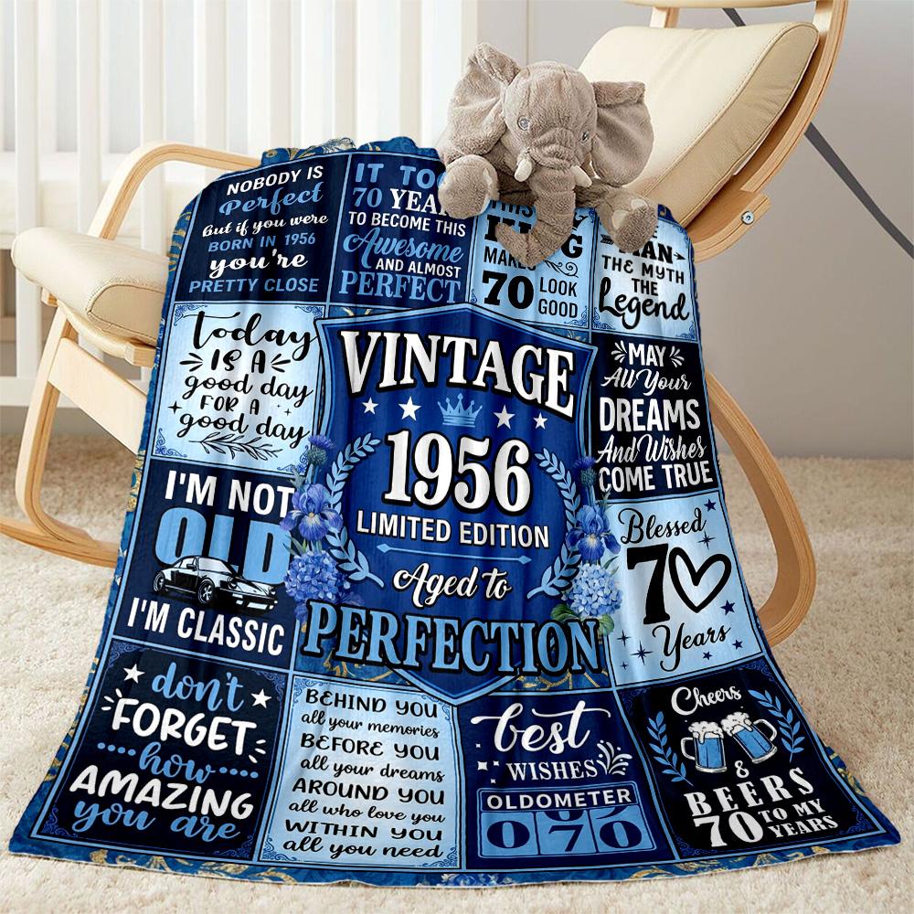 Vintage 1956 Celebration Flannel Blanket-Soft and Suitable for Sofas,Beds,Offices,Travel,All Seasons,Great Gift for Holidays and Birthdays.