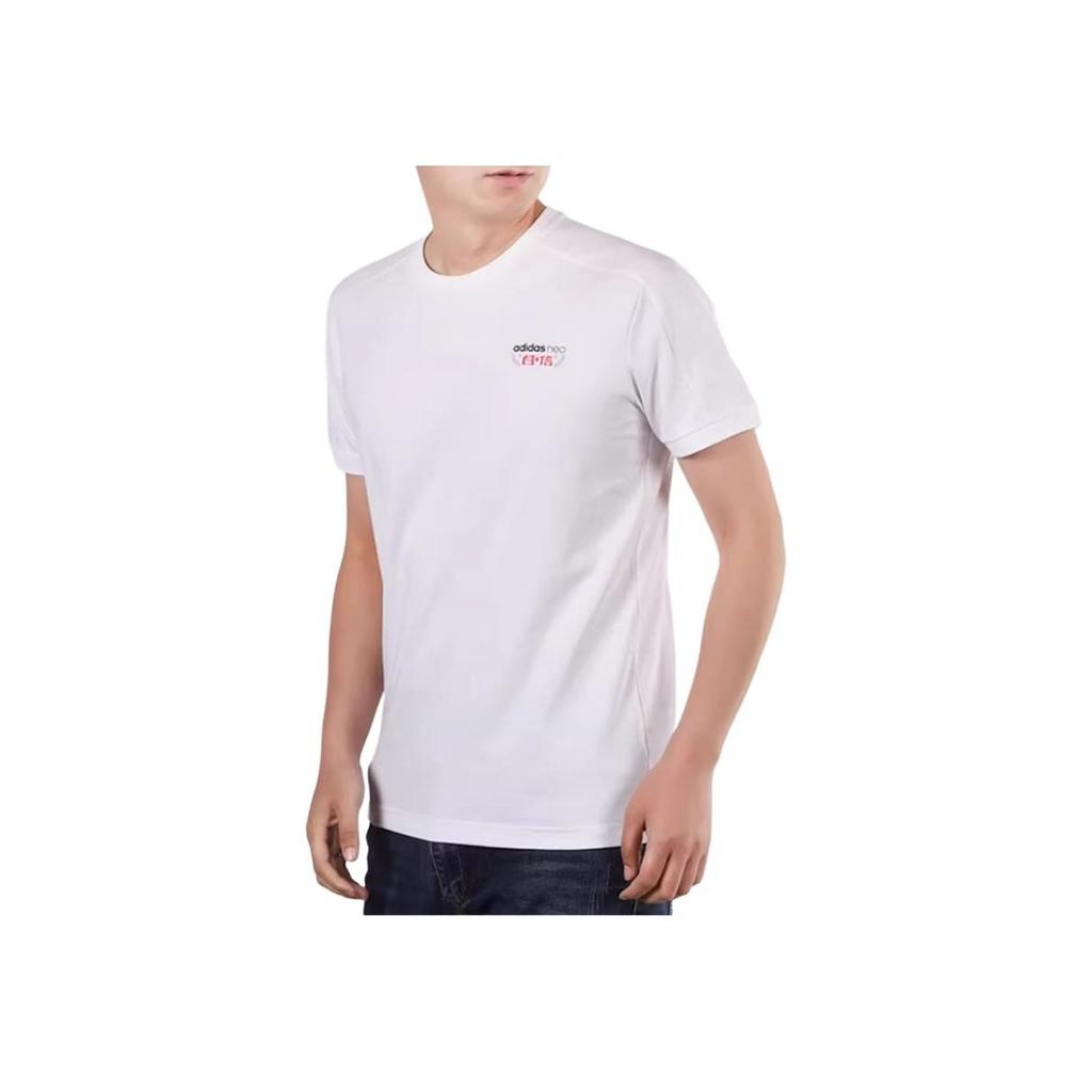 Adidas Футболка с круглым вырезом с короткими рукавами и нео-принтом, мужские топы, белые GK1483