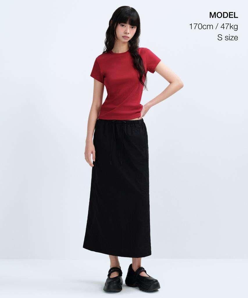 Musinsa Standard Woman Women'S Nylon Elastic Long Skirt [Black]