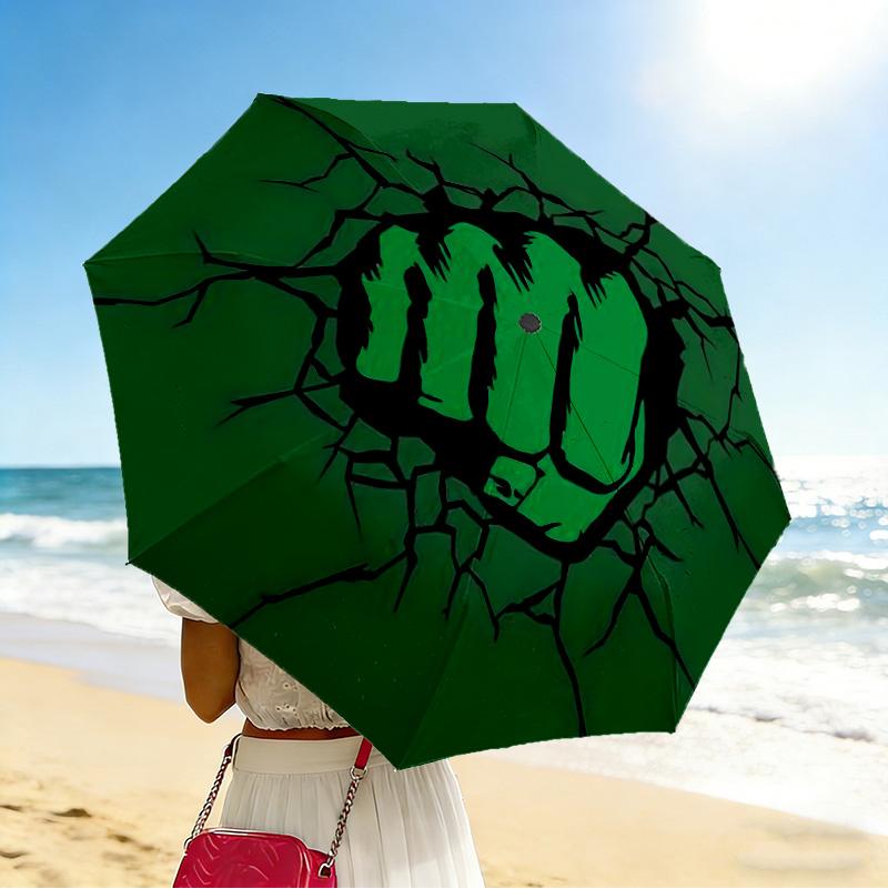 Green Fist 8 Ribs 3Fold Black Glue Uv Protection Umbrella Sun Protection Rainproof Compact Folding Umbrella For Travel Daily Use C923227