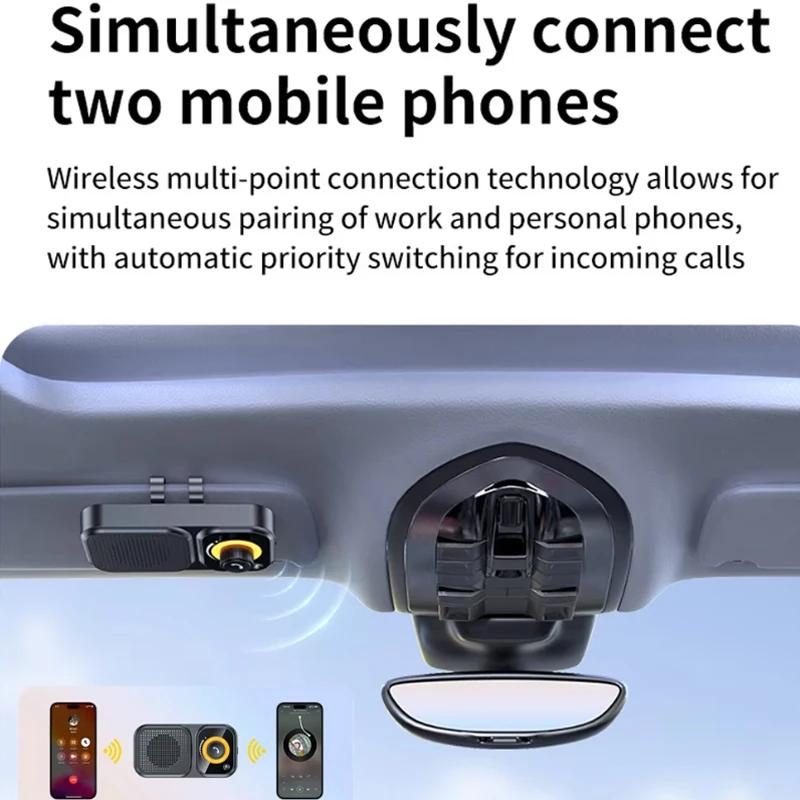Автомобильный Bluetooth 5.4 Динамик Handsfree Автомобильный Комплект Клипса на Козырек Беспроводной Аудио Приемник Динамикфон Громкий Музыкальный Плеер с Окружающим Освещением