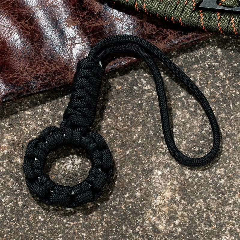 Multi-purpose String Buckle Stainless Steel Ring Super Strong Braided Rope Keychain Holder Outdoor Tools