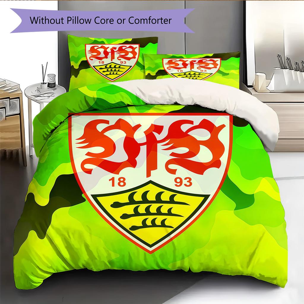 VfB Stuttgart Pattern Bedding Quilt Set Home Decoration Gift (1 * duvet cover + 2 * pillowcase without core)